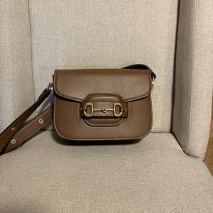 Brown horsebit leather crossbody bag